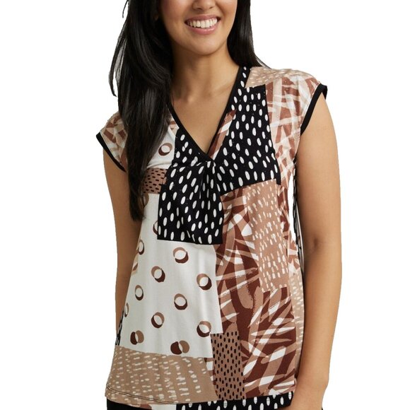 Joseph Ribkoff V Neck Top Women Size 14 Multicolor - Picture 3 of 13